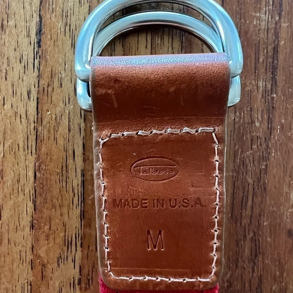 Talbots Ribbon and Leather D-Ring Sailboats/Palm Tree Belt
